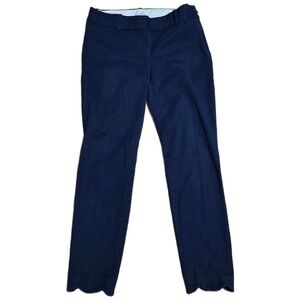 J. by J.Crew Scalloped Hem Cropped Pants Women's Size 0 Navy Blue Chino